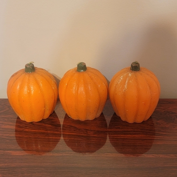Vintage Other - Pumpkin Fall Wax Candles Home‎ Decoration Vintage Holiday Decor Lot of 3